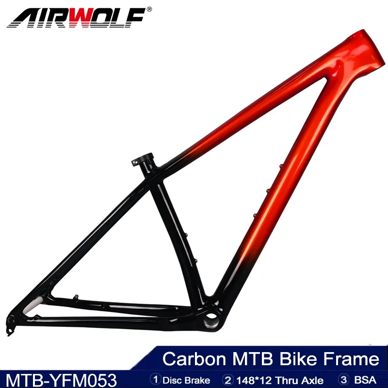 

2024 Airwolf T1100 Carbon MTB Frame 29 Mountain Bike Hardtail Frames 148*12mm Thru Axle BOOST 29er*2.4Inch MTB Bicycle Frameset