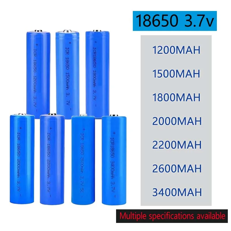 

18650 3.7V Rechargeable Battery 1200mah 1500mah 2000mah 2200mah 2600mah 3400mah Pointed Lithium Battery for Flashlights