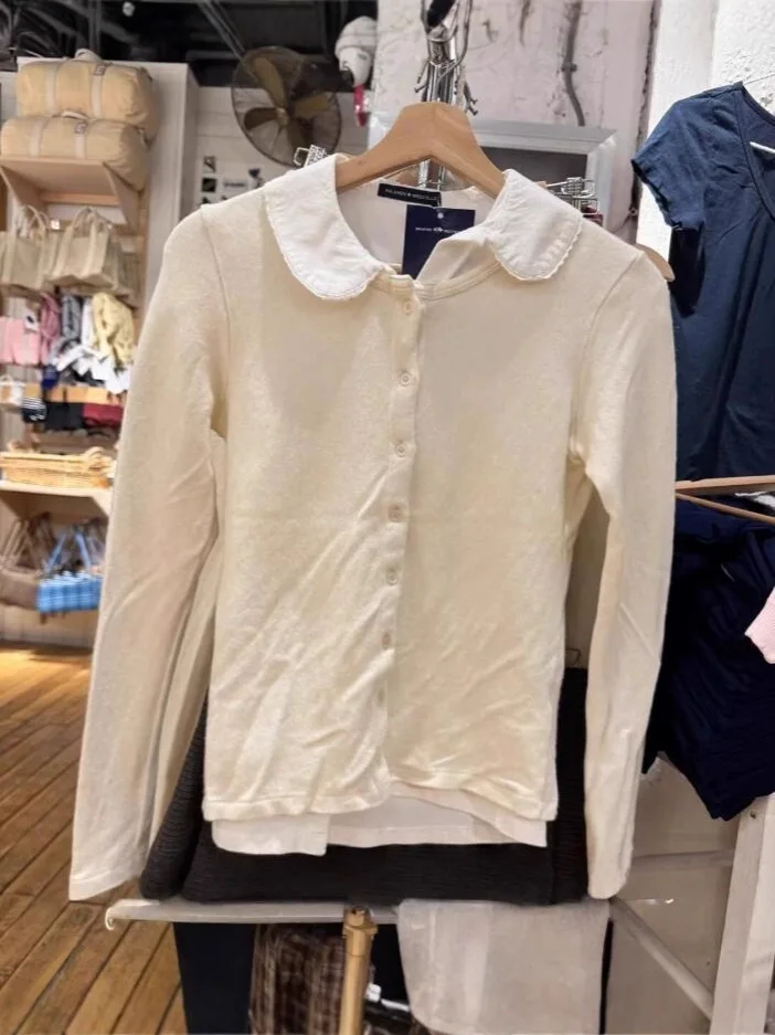 

Милая бежевая вязаная футболка с длинным рукавом, женская осенняя новинка, однобортные хлопковые тонкие футболки с круглым вырезом, милые простые универсальные футболки