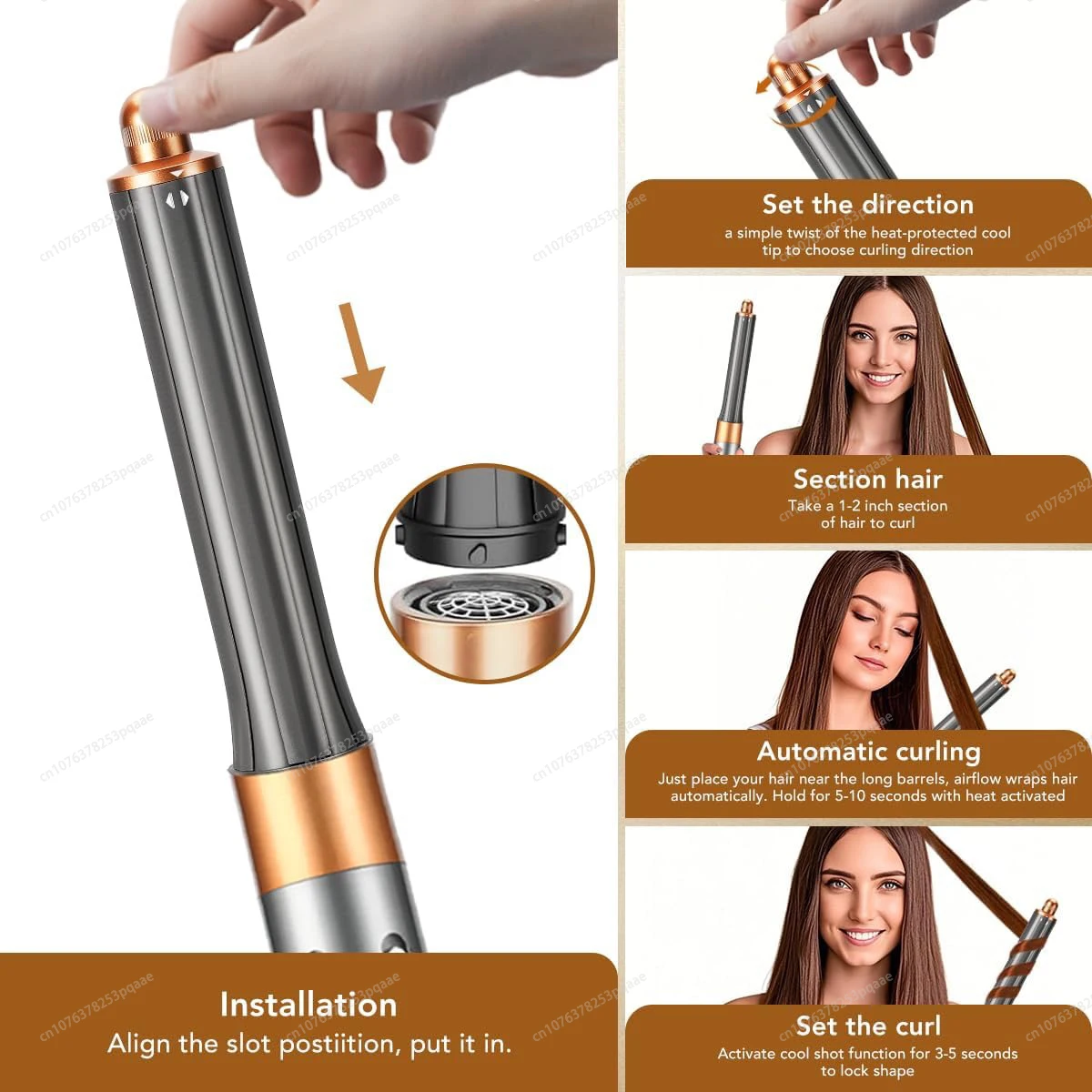 For Dyson Airwrap HS01/05/08 Auto-Curling Nozzle 20/30/40mm Barrel Curly Dual Rotation Curling Waves Voluminous Curly Hair Style