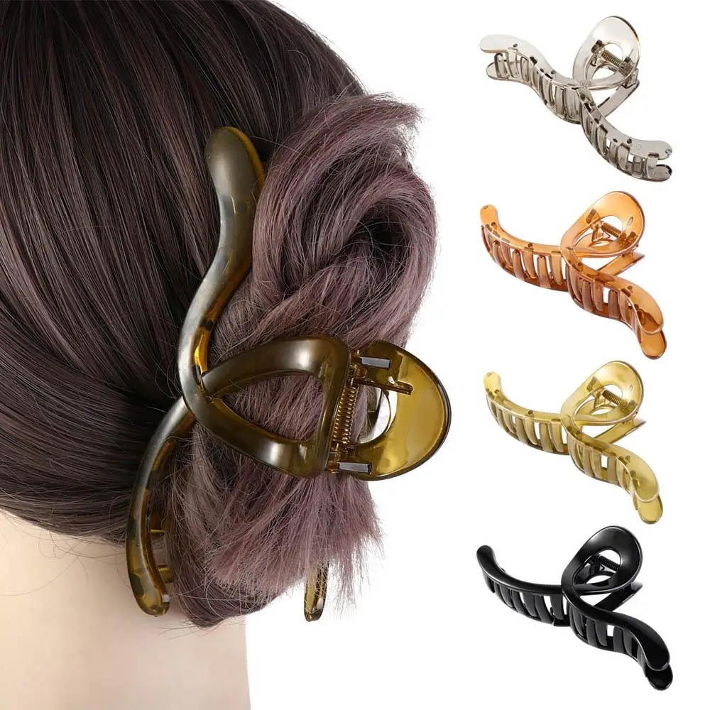 

Retro Transparent Cross Shark Clip Snake Shape Large Size Plastic Hair Claw Headwaer Ponytail Holder Wave Hair Clip Party