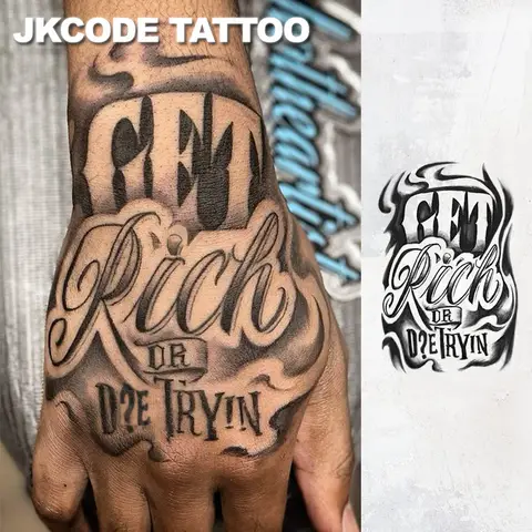 Semi-Permanent Tattoo |   Lucky Totems, Graffiti Patterns, Get-Rich-Quick Hip-Hop Style Tattoos, Neck Tattoos |   Unisex Waterproof Body Paint, Realistic Temporary Tattoos, Plant Motifs, Finger Tattoos, Magic Tattoos, Lasts for 1-2 Weeks.