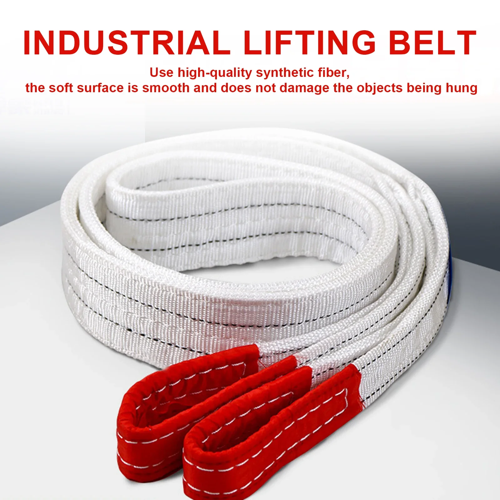 

New 2Tx1M Industrial Lifting Belt Wear Resistant White Flat Lifting Belt Trailer Lifting Sling Crane Hoisting Cargo Polyester