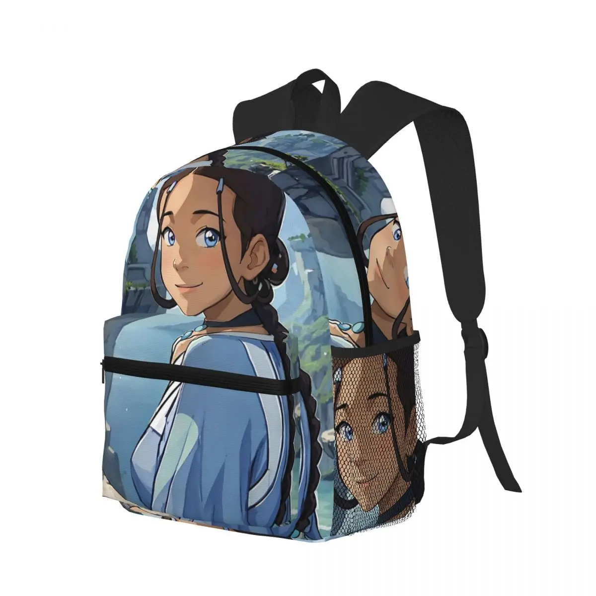 كارتون الصورة الرمزية آخر Airbender كاتارا حقيبة ظهر الطالب حقيبة مدرسية المشي لمسافات طويلة السفر Daypack للبنين بنات حقيبة الكتب حقائب الكتف