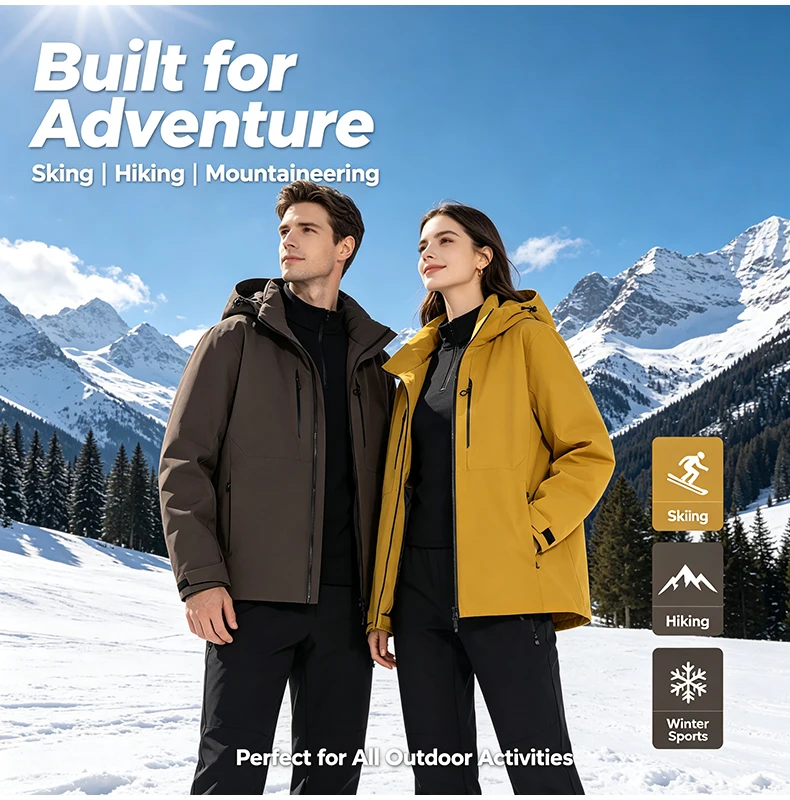 LNGXO Herren- und Damen-Skianzug, wasserdichte, thermische Snowboardjacke, Skijacke, Kletterjacke, Wanderjacke, mit Graphen-Innenfutter, wattiert. – Detail 25