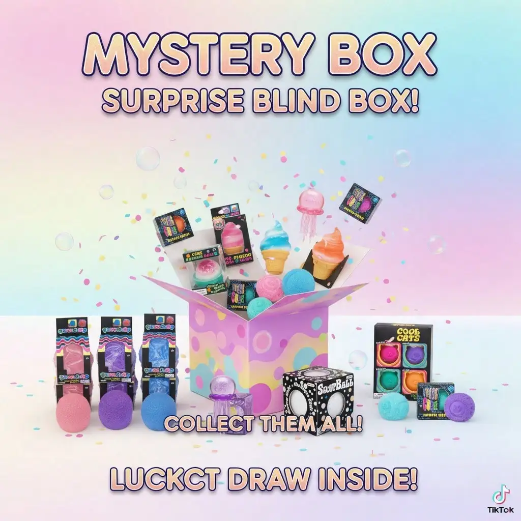 

Pastel Polka Dot Mystery Surprise Blind Box, Random Ice Cream Jellyfish Spiky Ball Cool Cat Cube Elastic TPR Stress Relief Fidget Toy, Collectible Surprise Gift for Birthday Classroom Holiday