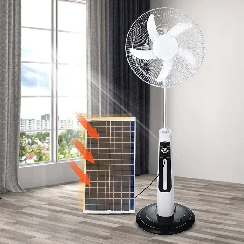 16'' Rechargeable Vertical Fan Solar Fan Outdoor Dual-use Portable Fan Battery Can Running 4-15 Hour with USB Output  Phone