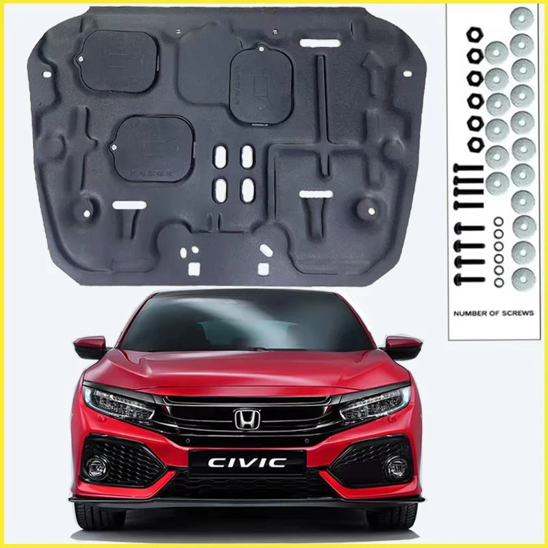 For Honda CIVIC 2016-2021 10H Black Under Engine Guard Plate Splash Shield Mud Fender Cover Mudguard Protector