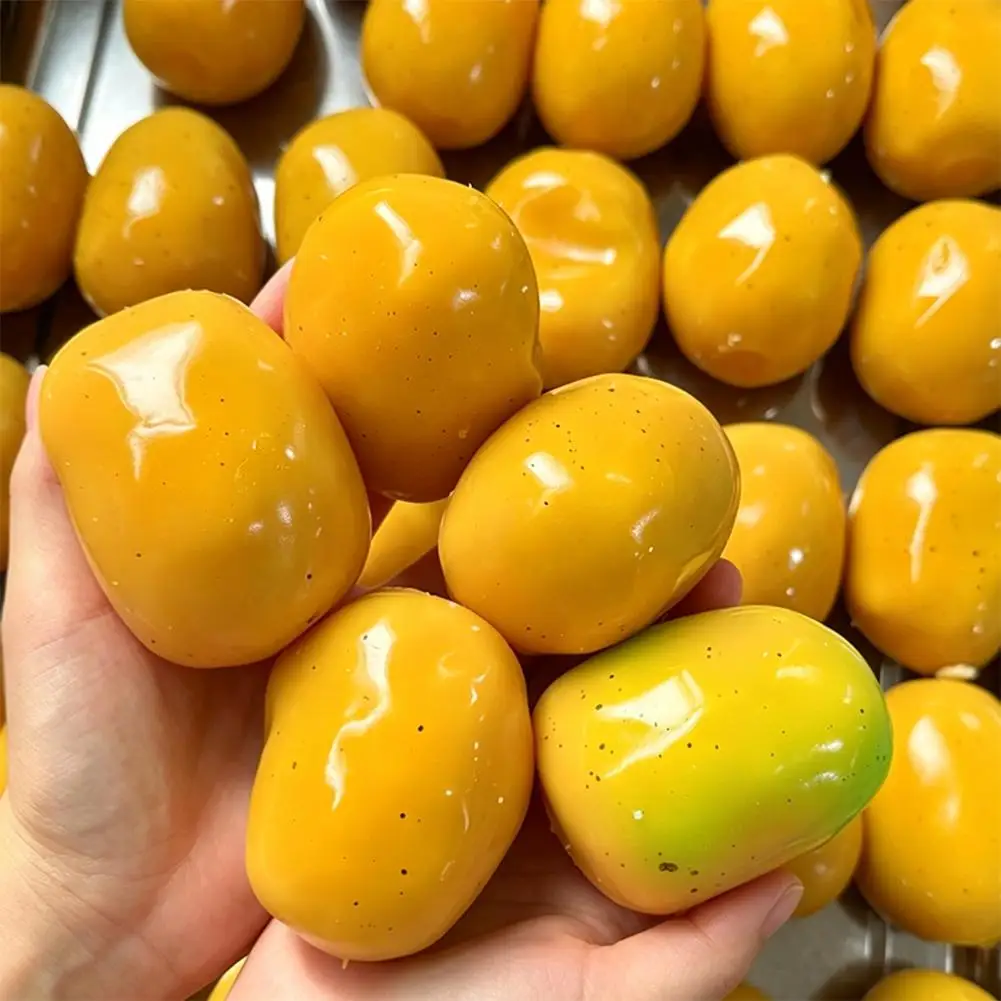 1/2Pcs Handmade Crispy Mango Stress Ball Fidget Toy Crunchy Squeeze Ball Round Blocks Filled ASMR Anti Stress Toys for Adults