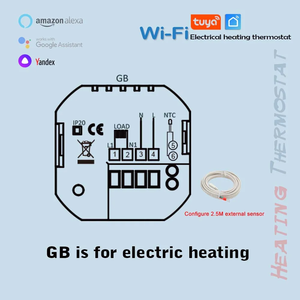 16A Floor electrical heating temperature regulator Tuya WiFi heating thermostat for control heating film etc 24V 110V 220V