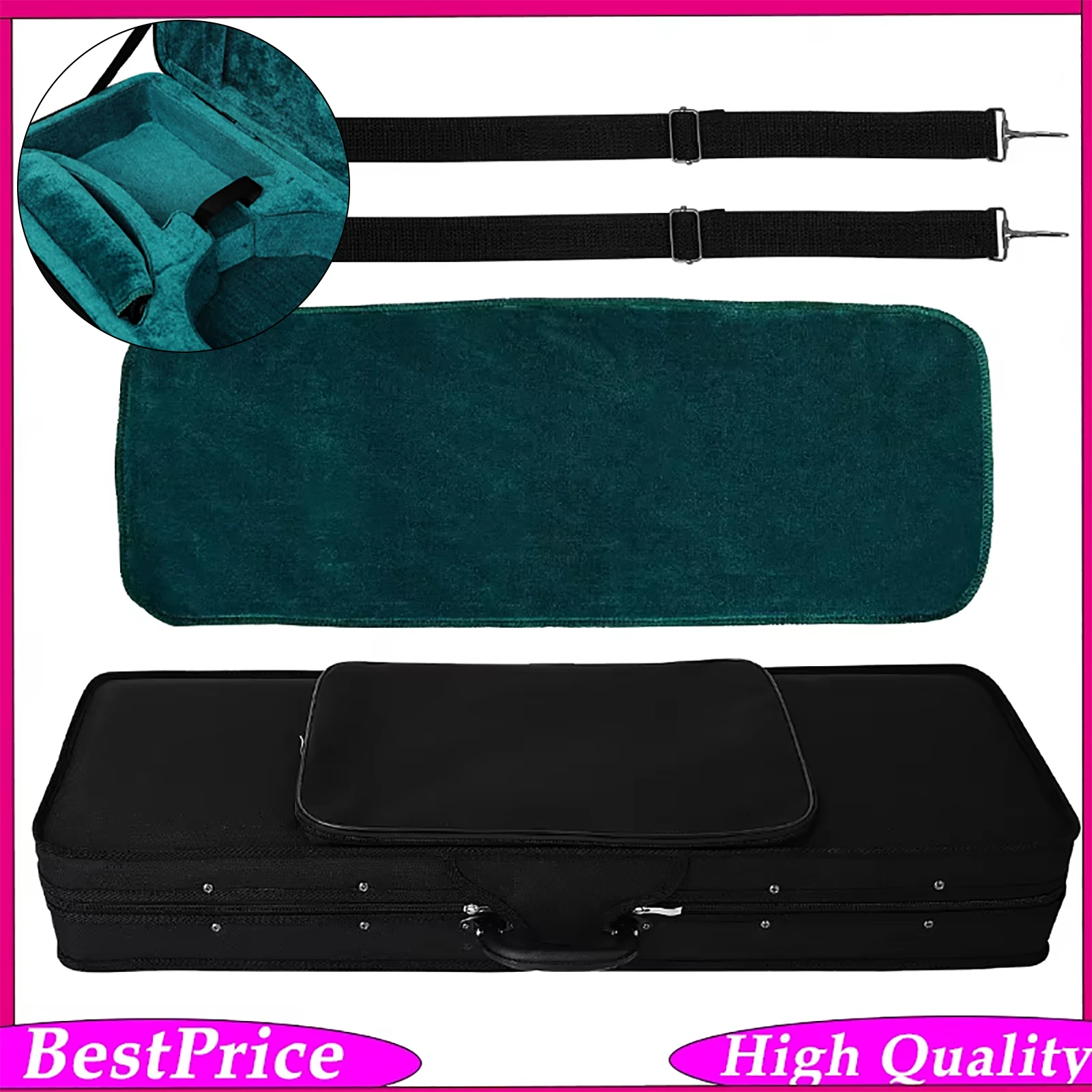 Rectangular Violin Storage Case Waterproof Canvas Shockproof Carry Bag Backpack Strap  for 4/4 3/4 1/2 1/4 Violin Instrument