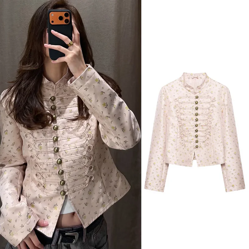 Women's Jacket 2026 New Fashion Autumn Floral Print Slim-Fit Blazer for Women Casual Chic Personality Female Outerwear
