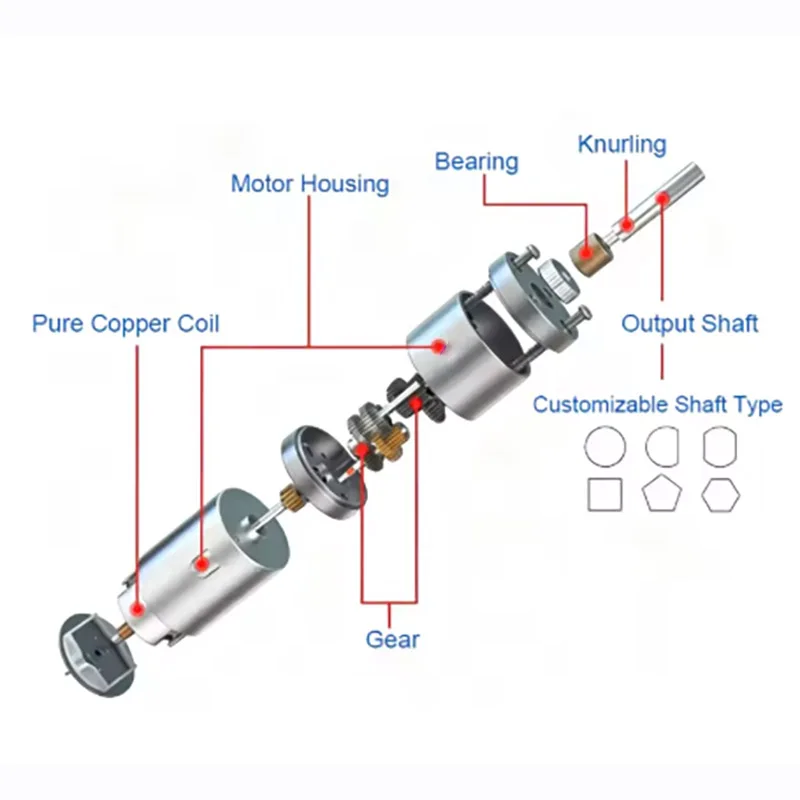 JGA25-370 Miniature Geared Motor DC Motor 6V 12V 24V Electric Gear Motor High Torque 12/16/26/30/35/60/77/130/170/280/1360 RPM
