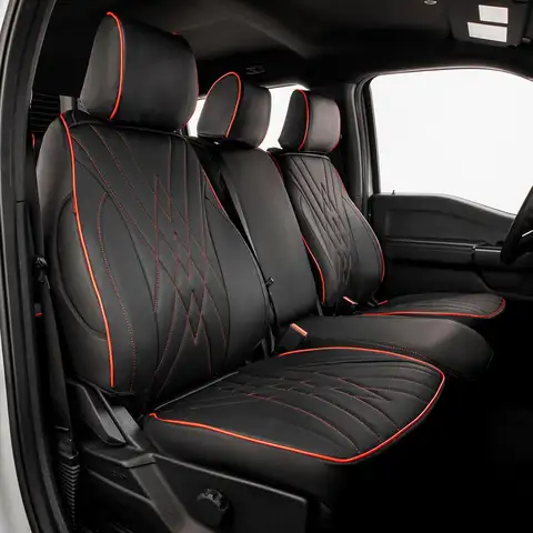 EKR F150 Seat Covers Custom Fit for Ford F150 SuperCrew 4Door 2015-2026 XL/XLT F250/F350/F450 Crewcab 2017-2026 XL/XLT Full Set Trucks Waterproof Leather Seat Protectors