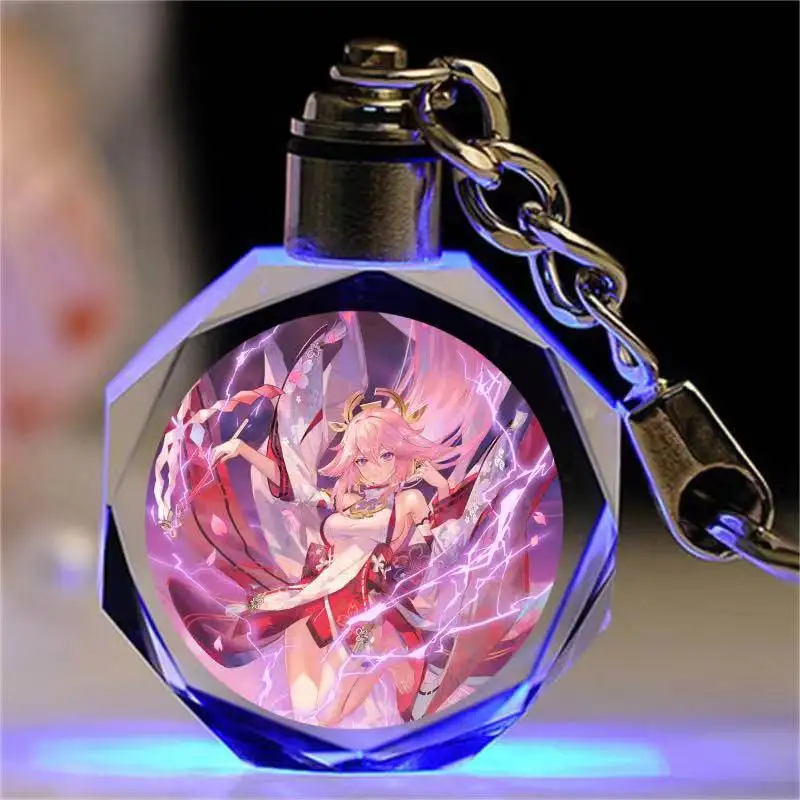 GameGenshin Impact Aartoon Animation luminous Crystal Schoolbag Pendant Birthday Gift Graduation Souvenir DIY Holiday Gift