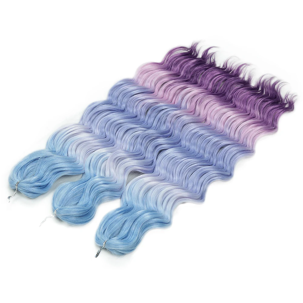 Aliababy Deep Wavy Passion Twist Rainbow Synthetic Crochet Hair Extensions 20 Inch 300g 3PCS Curly Braiding Hair for Braids
