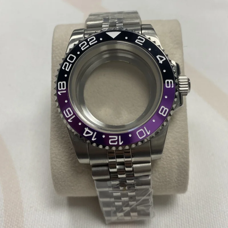 Accessories for NH35 Modification for Green GMT Stainless Steel Case + 5 Bead Fine-tunable Strap + Ceramic Ring Kit, Sapphire