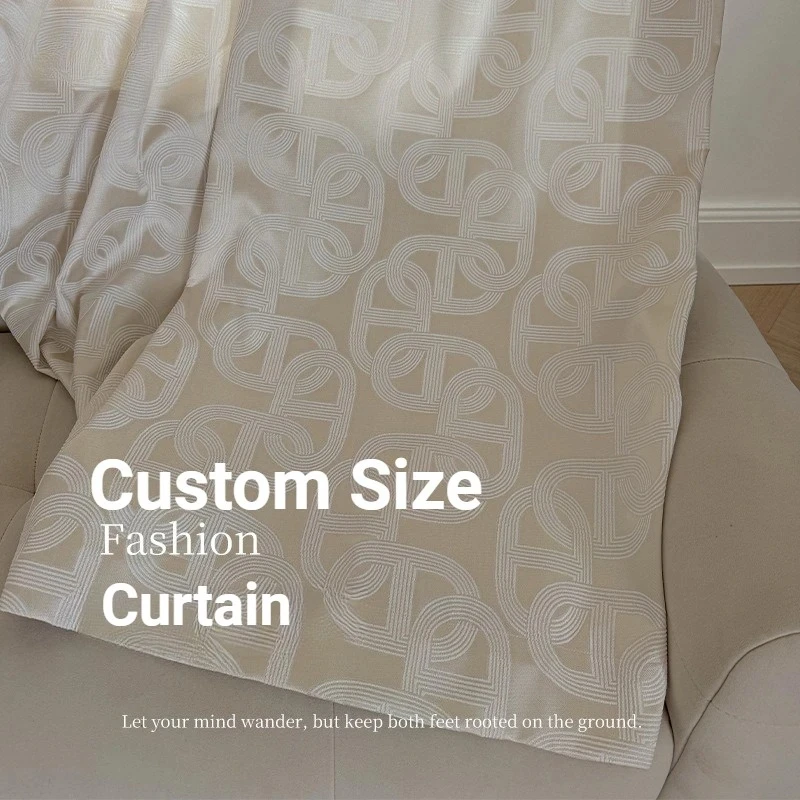 Curtains for Living Dining Room Bedroom Blackout High Precision Jacquard Window Cream Color Modern Custom Size Fashion Elegant