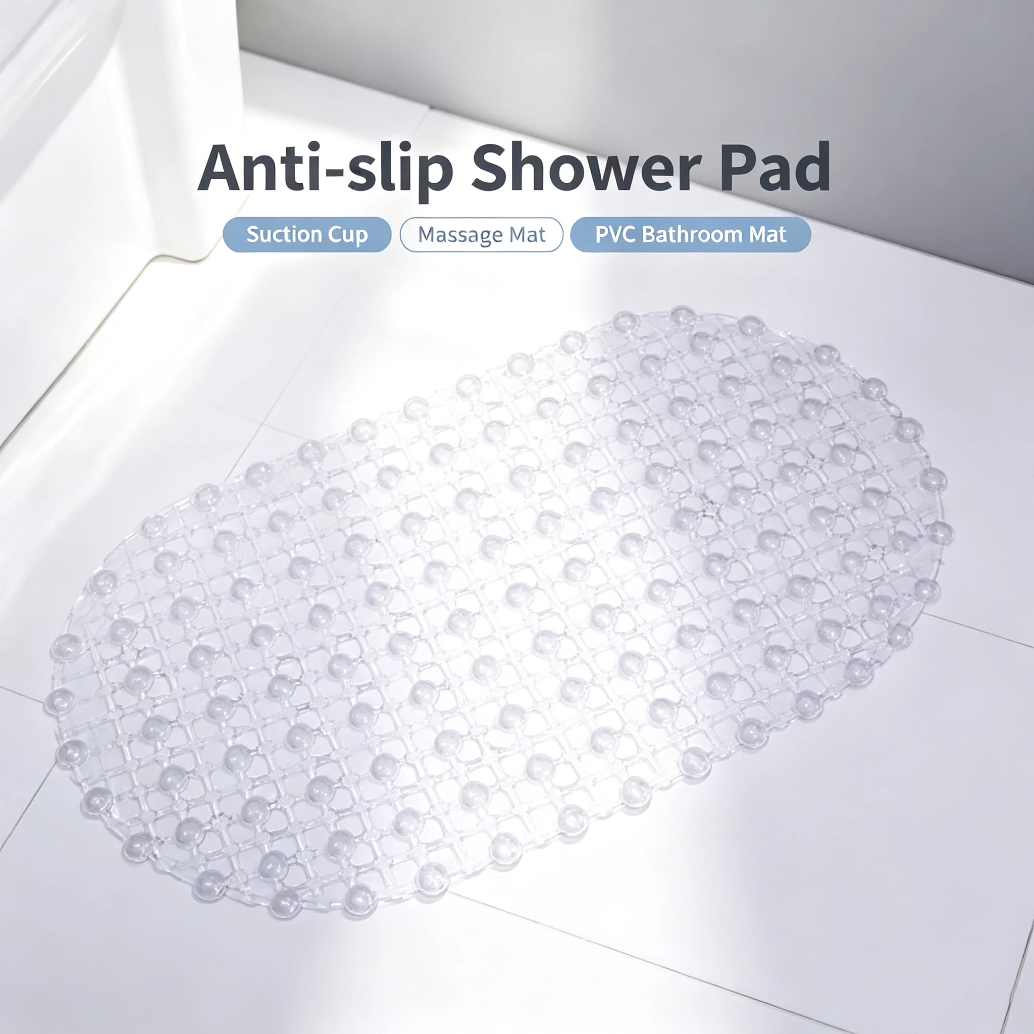 Bathroom Anti-slip Shower Pad PVC Shower Room Hotel Mats Hydrophobic Suction Cups  Anti-fall Bathroom Accessories