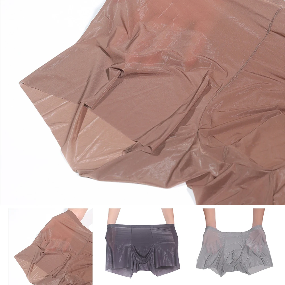 Men Ice Silk Seamless Breathable Mens Sexy Underwear Stretch Underpants Summer Men's Panties See Through Boxershorts Soft Trunks