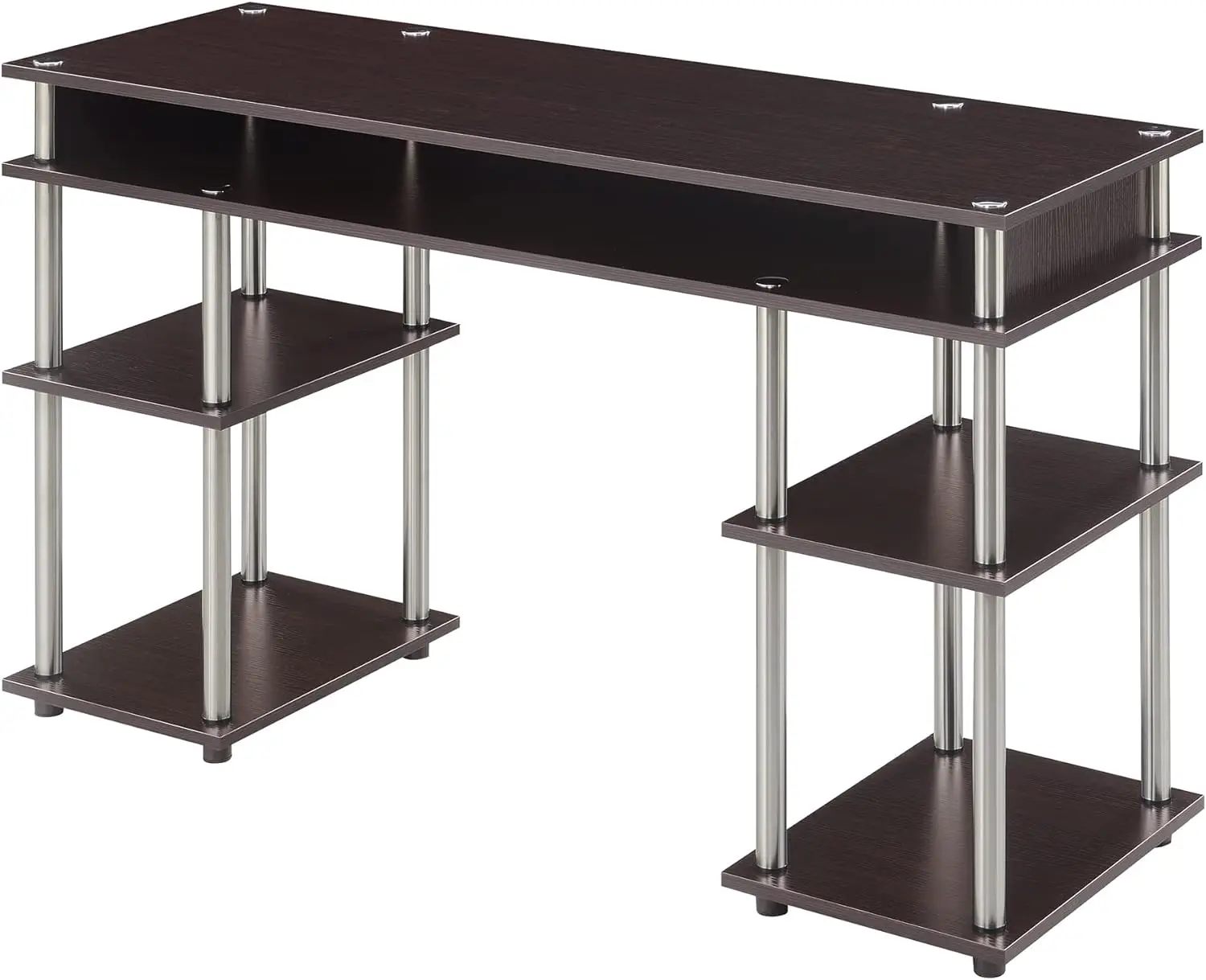 

No Tools Student Shelves Desk, 47.25" L x 15.75" W x 30" H, Espresso