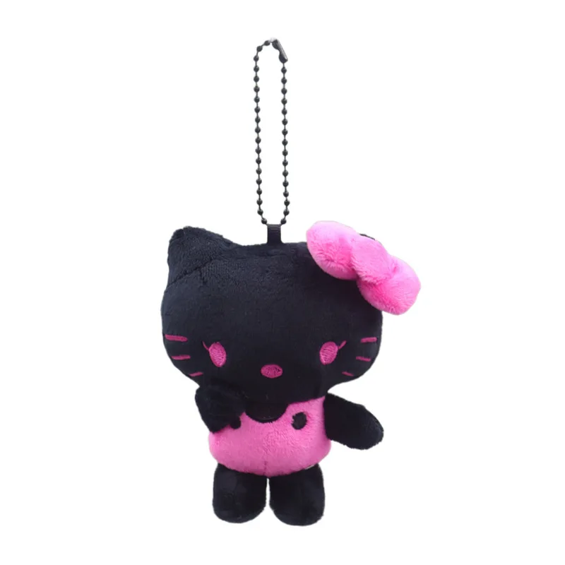 Sanrio Black Skin Hello Kitty Plush Toys Kawaii Cartoon Backpack Decoration Keychain Decoration Doll Girl Birthday Creative Gift