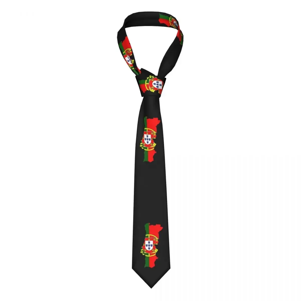 Portugal Map Flag Necktie Men Women Polyester 8 cm Portuguese  Neck Tie for Mens Silk Classic Accessories Gravatas Party