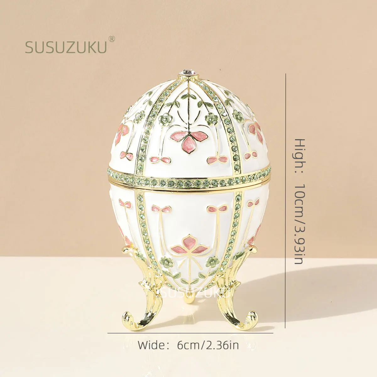 Faby.info-Boîte à bijoux émaillée style œuf, 1 pièce, à charnière, cadeau unique pour la décoration de la maison