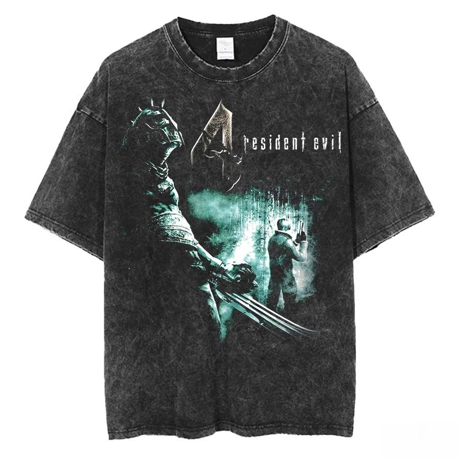 Biohazard Resident Evil Leon Kennedy Chainsaw Man Acid Wash