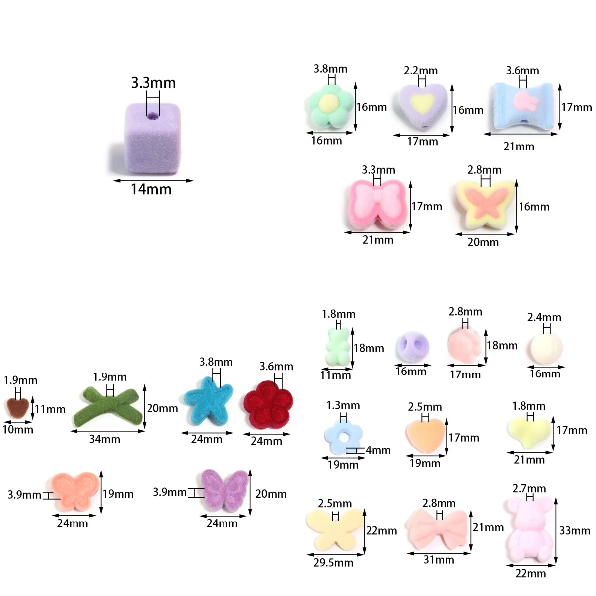 10PCS Acrylic Beads Flocking Velvet Beads Colorful Soft Loose Acrylic Beads for DIY Jewelry Making Bracelet Earring Accessories - Image 6