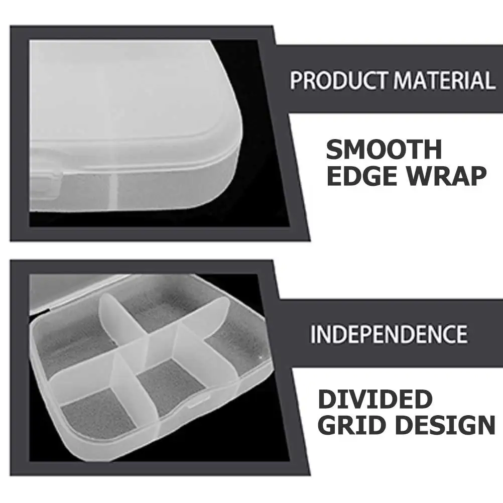 

6 шт. еженедельные органайзеры для лекарств, портативные коробки для таблеток, многофункциональные прозрачные отделения для путешествий, домашнего офиса, резинка для хранения