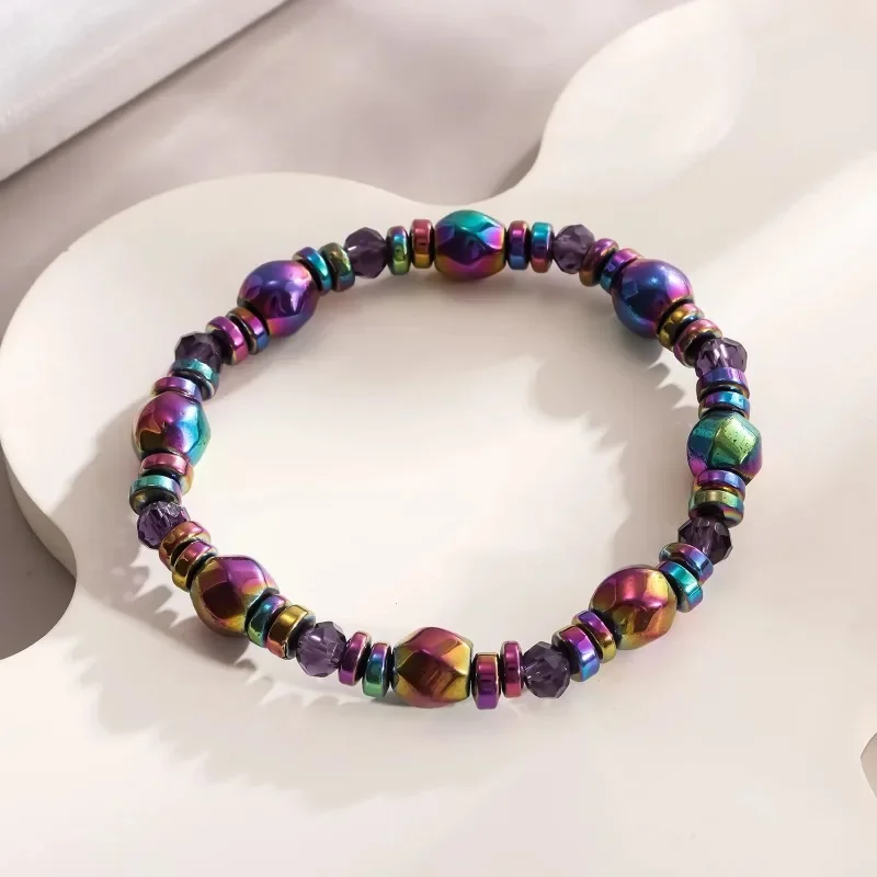 New Magnet Hand Woven Bracelet for Women Men Colorful Crystal Magnetic Therapy Health Care Hematite Beads Bracelets Jewelry