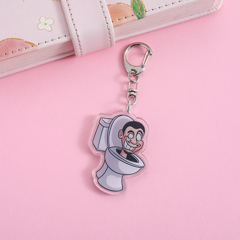 Skibidi Toilet Anime Lilo and Stitch Pendant Keychains Holder Car Key Chain Key Ring Mobile Phone Bag Hanging Jewelry Gifts