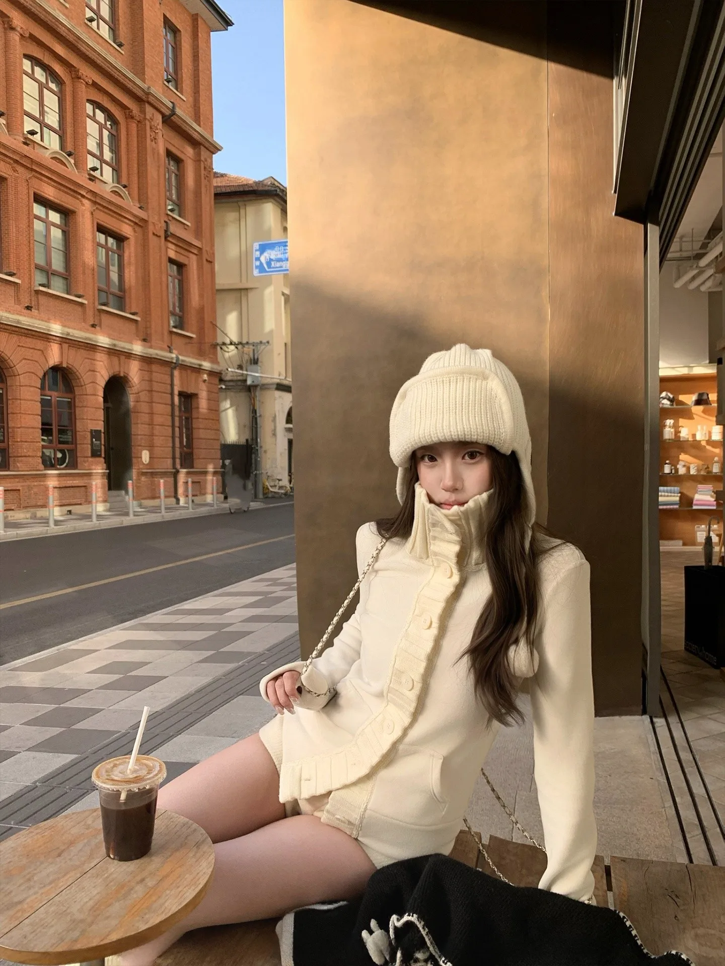 

Paris Art Student Gentle Aosphere Texture Knitted Jaet Women's Korean Sle Polyester Fiber Long Sve Zipper Closure Coat