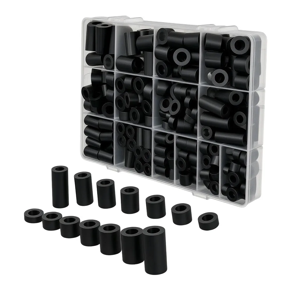 300pcs ABS Plastic Spacer Set Unthreaded Through Hole for 6mm and 8mm For Screws with Height Variety and Transparent Box
