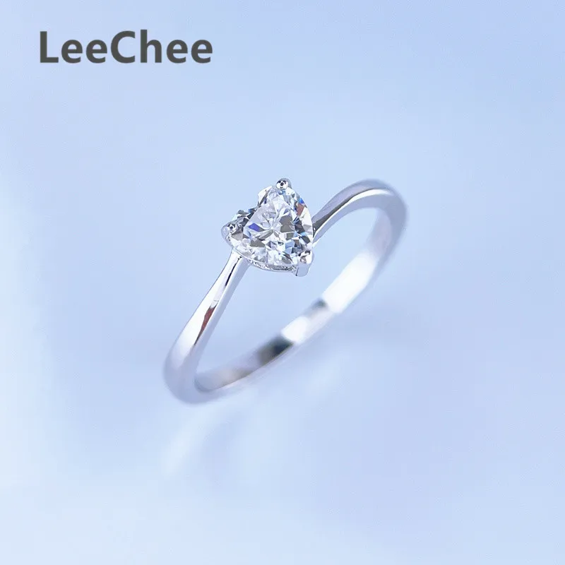 5MM Heart Sharp Moissanite Ring 0.5CT VVS Lab Diamond Test Passed Fine Jewelry for Girl Birthday Gift Real 925 Sterling Silver