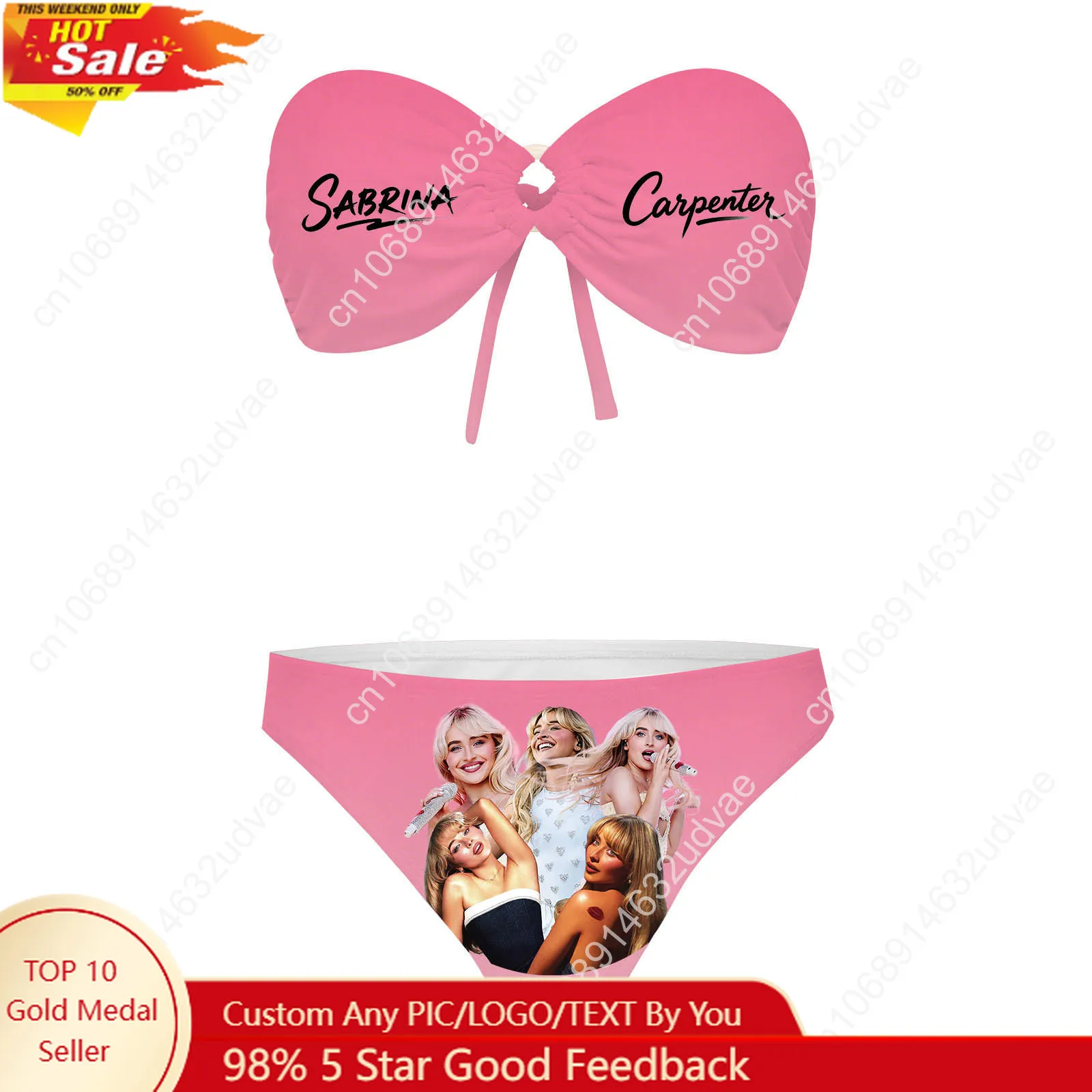 

Sabrina Carpenter Strapless Swimsuit Womens Bathing Suits Pop Singer Custom Fashion Swimwear Sexy Bikini Customize Beachwear