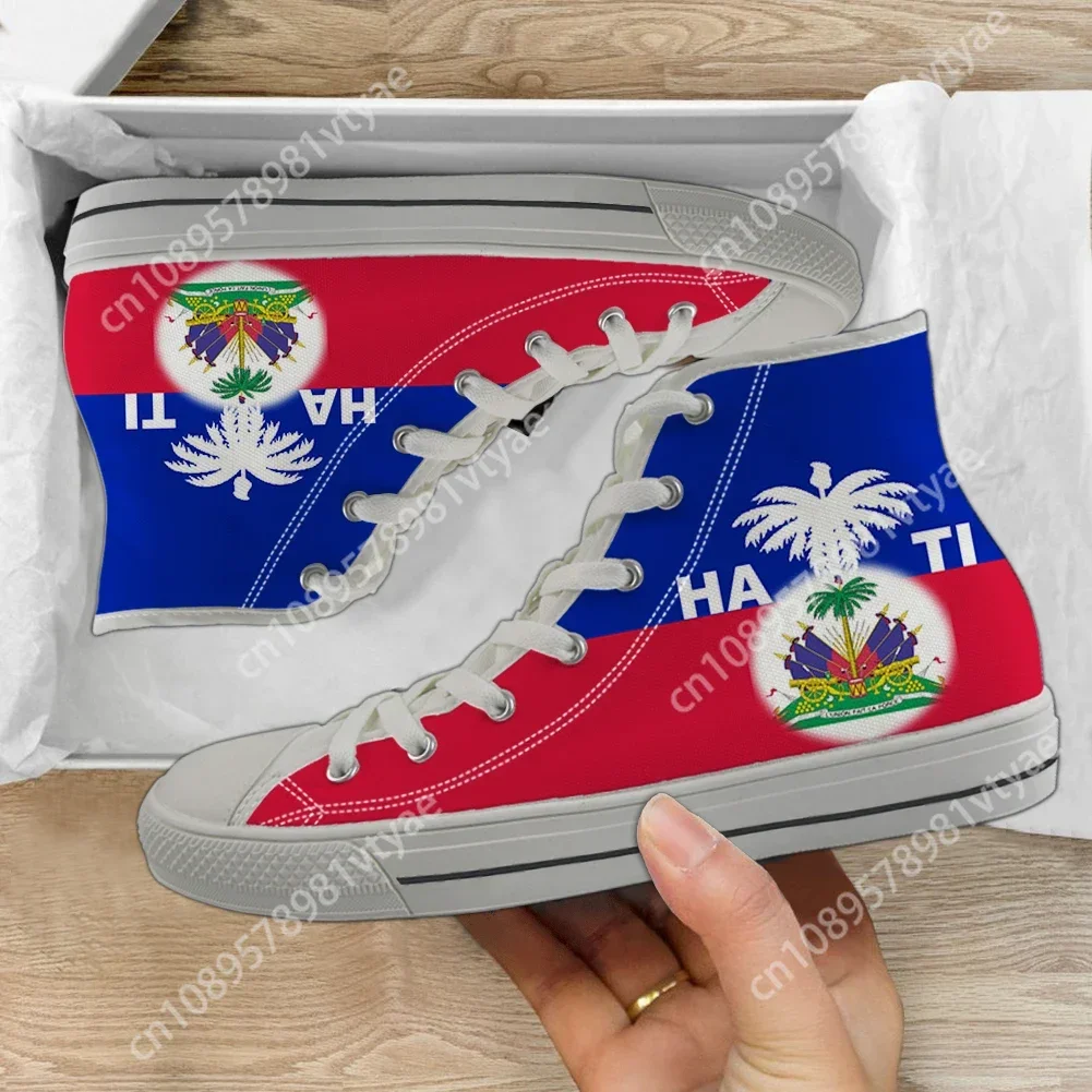 

Custom Made Haiti Flag Brand Design Women Casual High Top Canvas Shoes Vulcanize Flats Shoes Spring Lace Up Sneakers Zapatillas