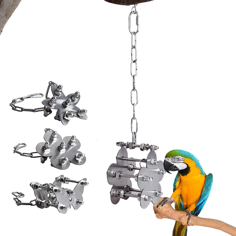 Large Size Parrot Stainless Steel Biting Toy Medium Size Parrot Fatigue Relieving Parrot Screw Grinding Parrot Supplies Puzzle