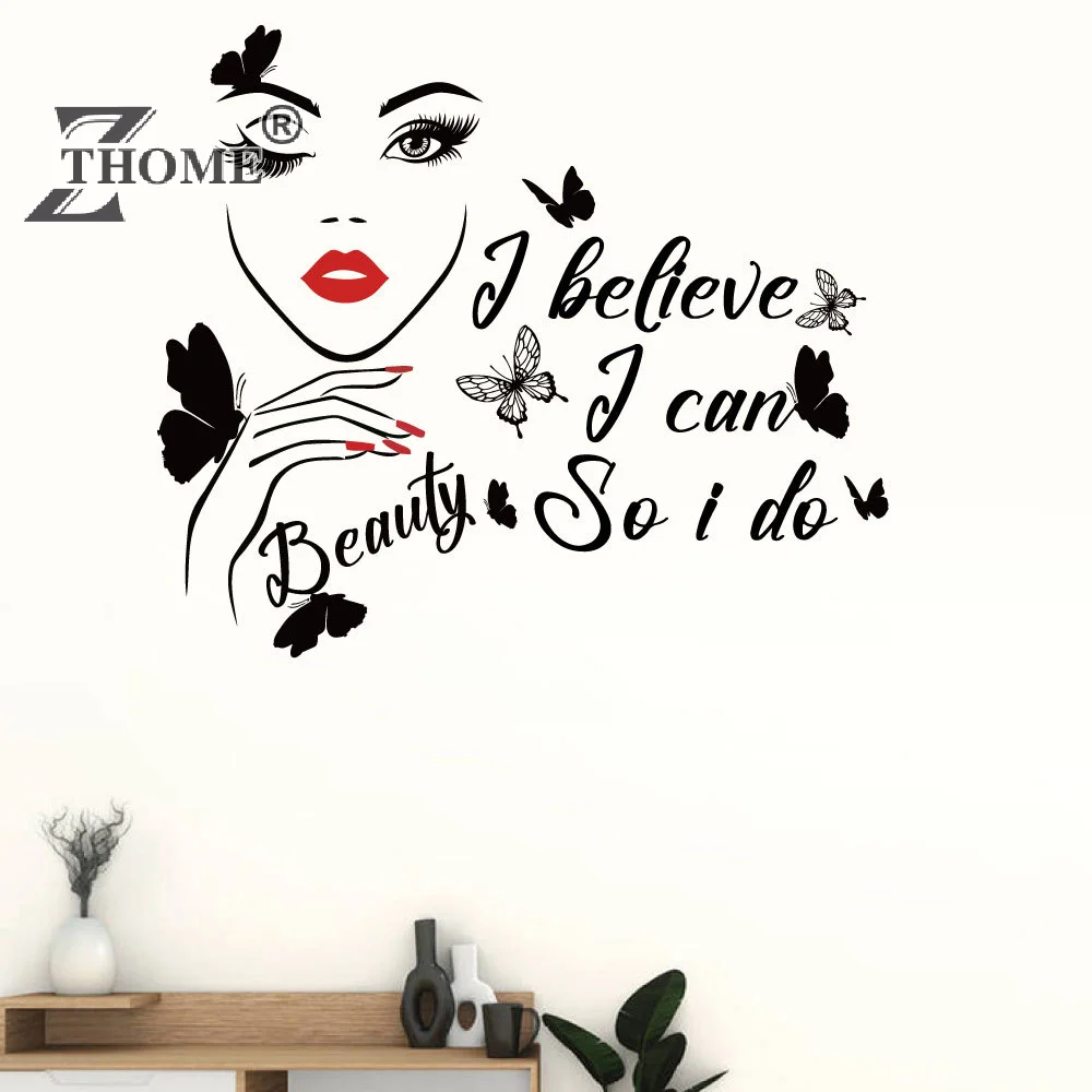 Beautiful Lash For Salon With Butterfly Wall Sticker Pvc Wall Art Stickers Modern Fashion Wallsticker For Hairdress Shop