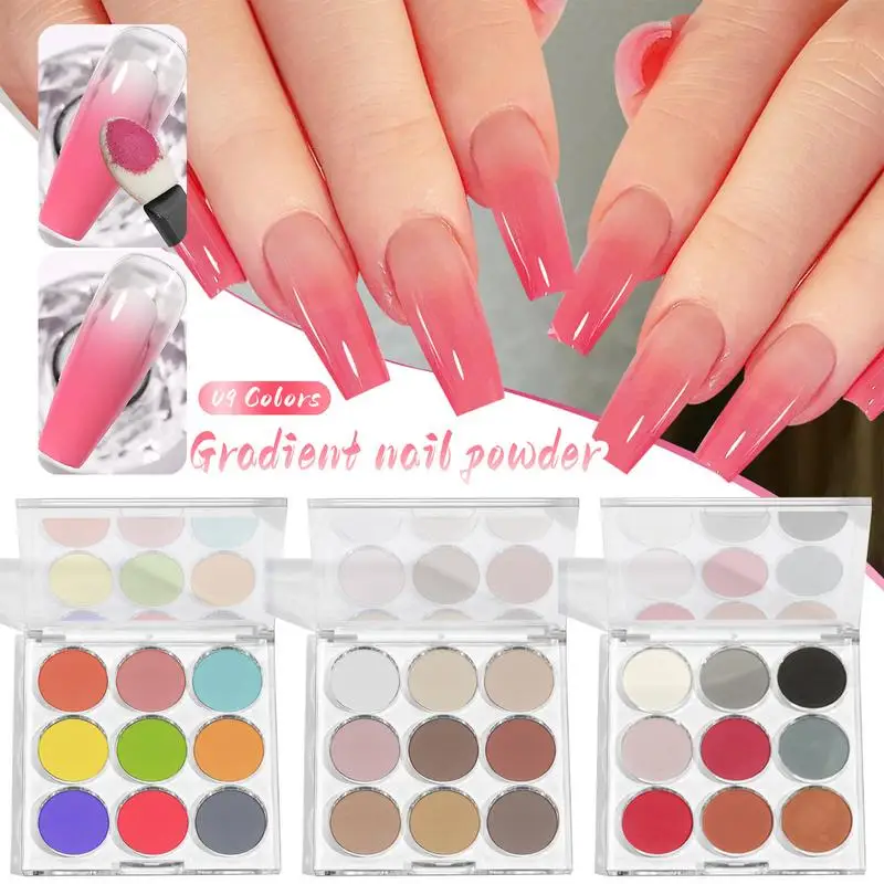 2024 Gradient Nail Powder Palette 9 colori Nail Gradient Glitter Pigment Set Chrome Powder Manicure accessori effetto specchio