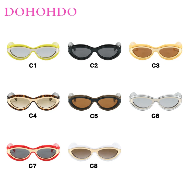 DOHOHDO New Y2k Oval Sunglasses Men Women Luxury Brand Trendy Punk Sun Glasses Male Small Frame Sunglass Streetwear Shades UV400