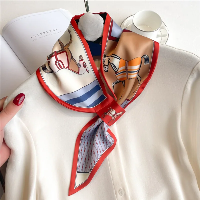 Luxury Brand Skinny Neckerchief Scarf For Women Satin Silk Ribbons Bandana Ladies Neck Tie Wrist Wrap Shawl Echarpe