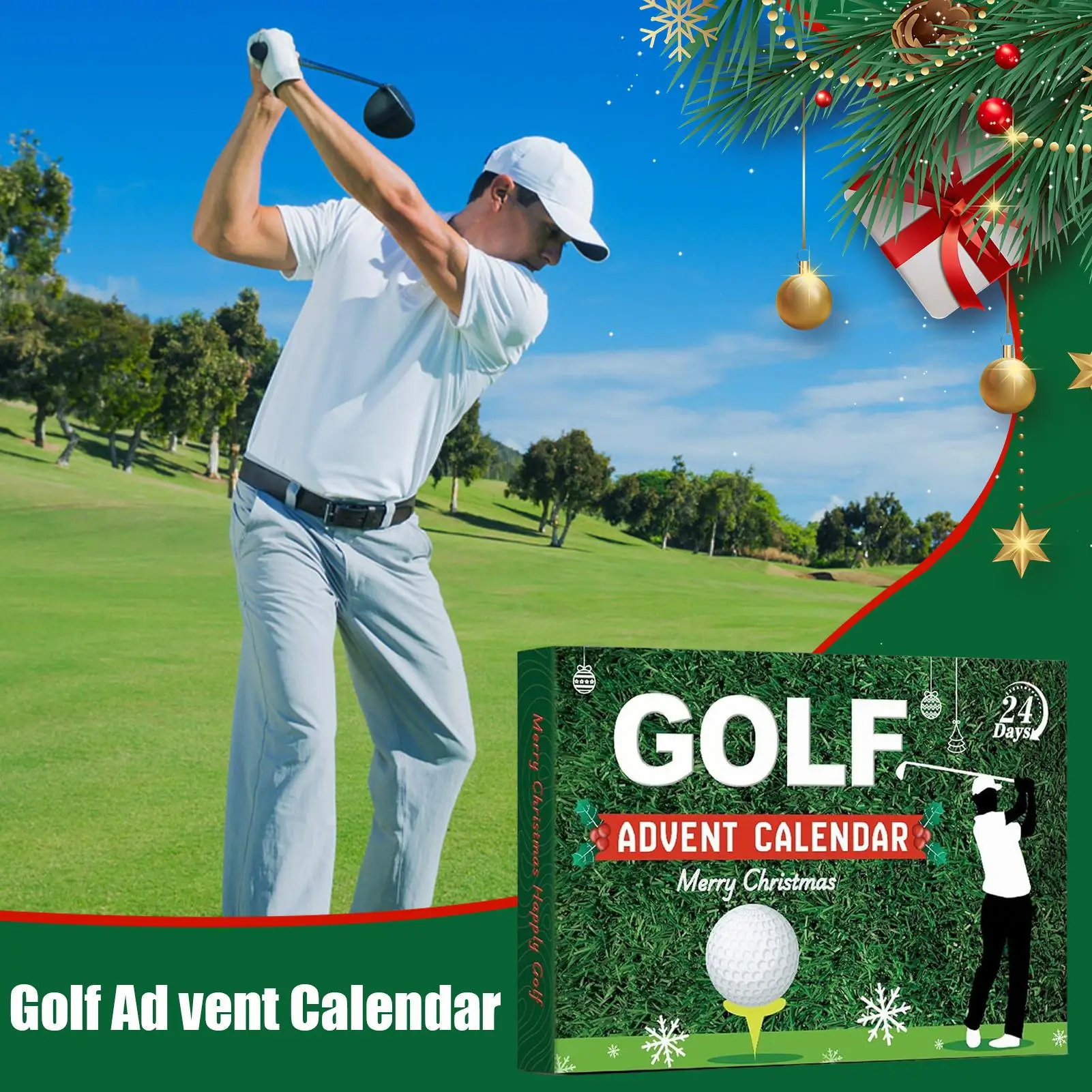 Golf-Adventskalender 2025, Weihnachts-Countdown-Kalender mit Golf-Zubehör, Weihnachtsgeschenke für Erwachsene, Männer, Vater, Ehemann, Golfliebhaber