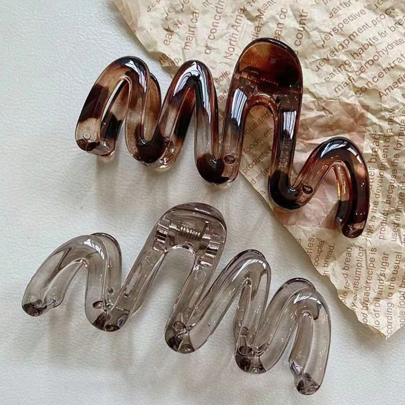 2 szt. Damskie Y2K Faliste, błyszczące, bursztynowo-brązowe 11 cm/4,33 cala Duża, lekka plastikowa spinka do włosów, elegancka i minimalistyczna