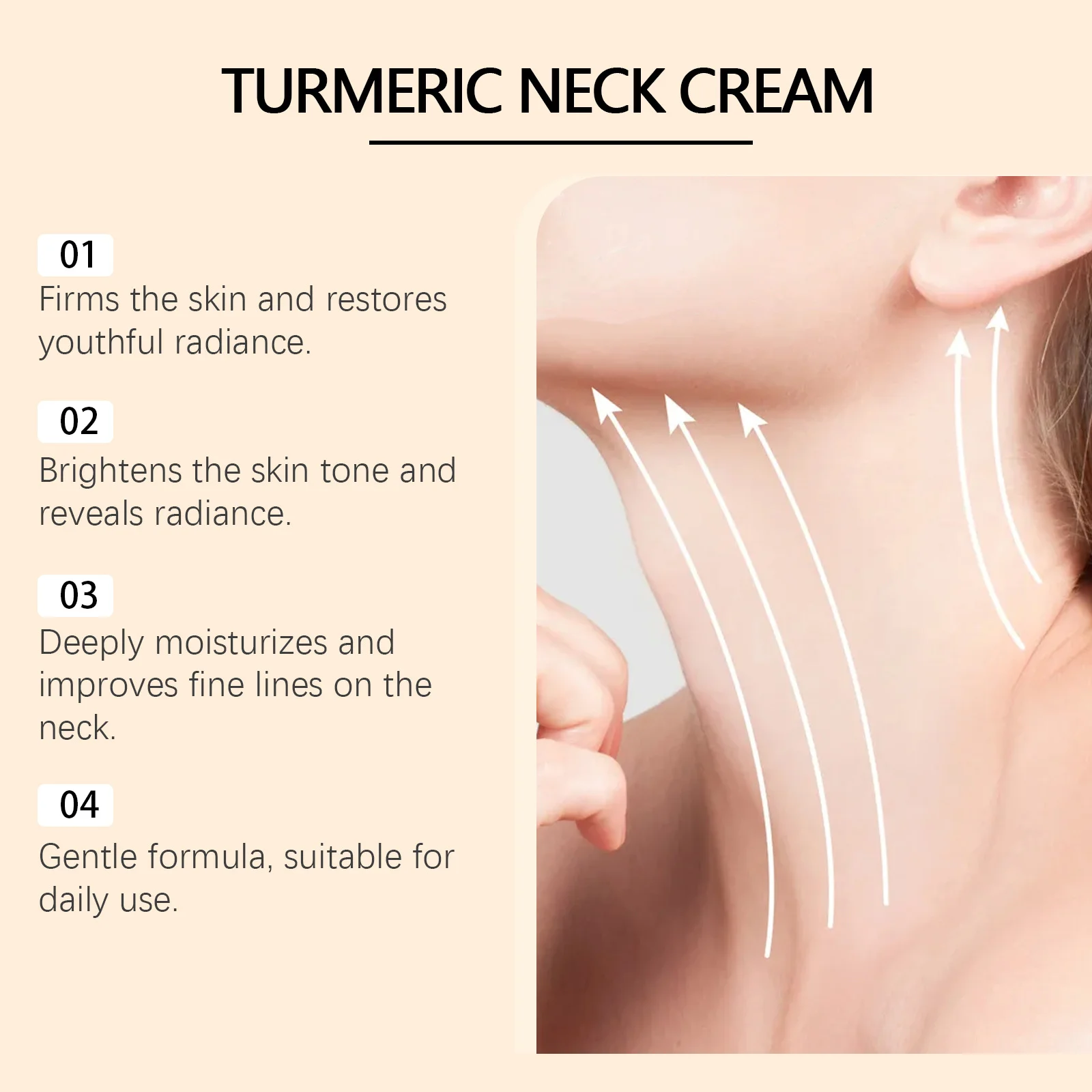 Turmeric Neck Cream Lift Tighten Lighten Neck Lines Wrinkle Anti-Aging Smoothing Tighten Whitening Moisturizing Beauty Skin Care