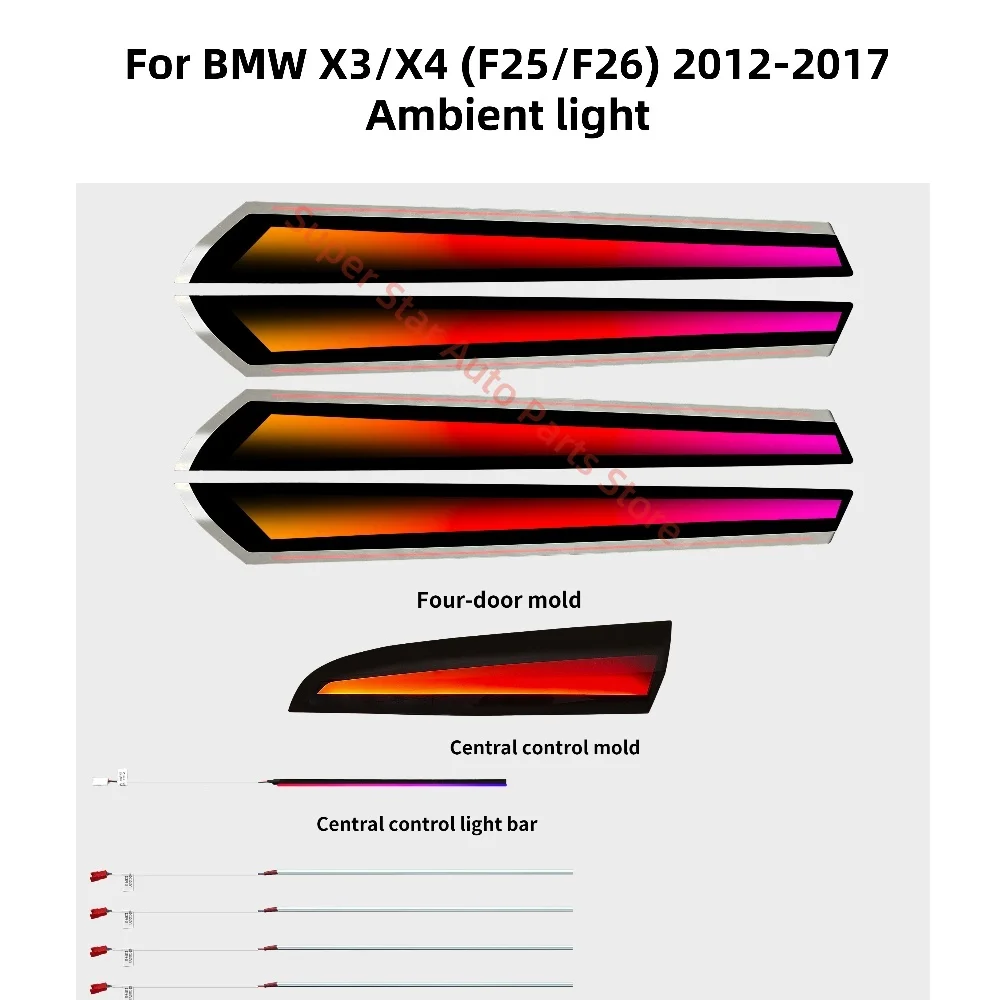 LED Ambient Light For BMW X3 X4 F25 F26 Atmosphere Lamp Car interior lighting upgrade 1:1 Decorative panel Luminous cover plate