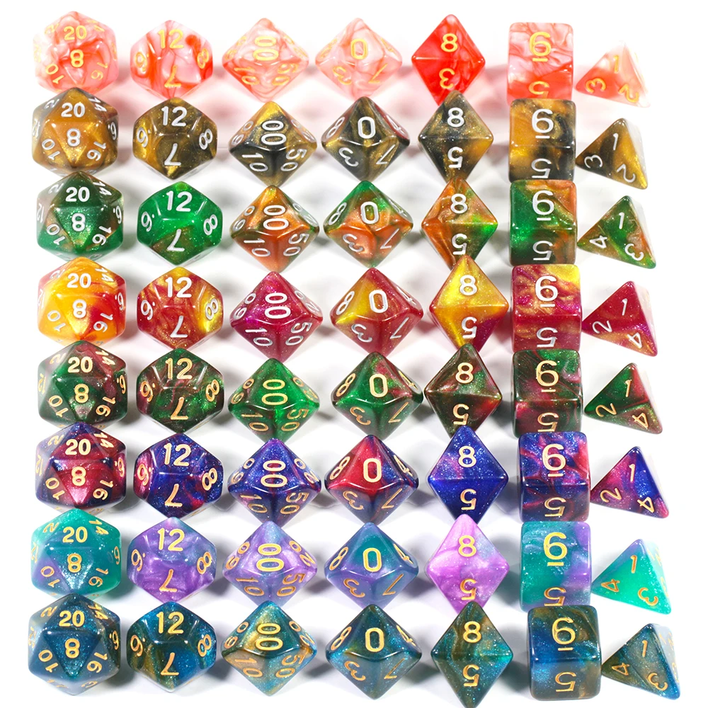 Galaxy Polyhedral Dice Set 7pcs DND Digital Dices for Tabletop Board Game Role-Playing Games Accessories