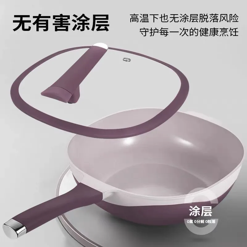 Titanium‑Ceramic Non‑Stick Wok Multi‑Purpose Cooking Pan for Steaming Stir‑Fry, Compatible with Gas & Induction Cooker view 3