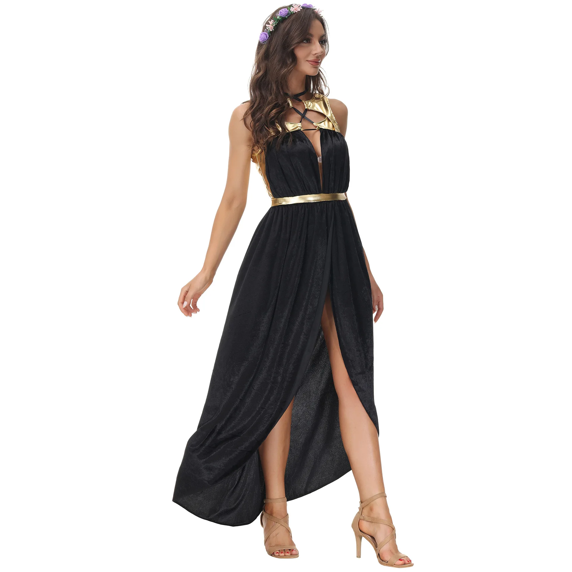 Halloween Costumes for Women Cosplay Goddess Dress Classical Greek Mythical Robe Sexy Dress Cos Witch Egyptian Cleopatra Party